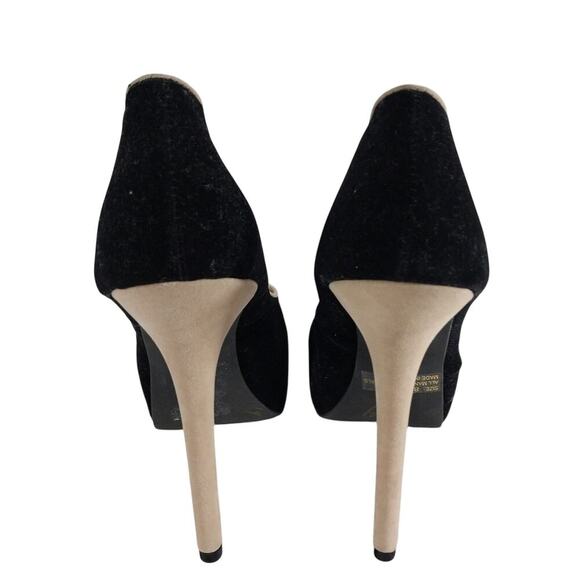 QUPID! BLACK VELVETEEN & TAN VEGAN SUEDE STILETTO PLATFORM HEELS, PUMPS! SZ 8.5M - Picture 6 of 14
